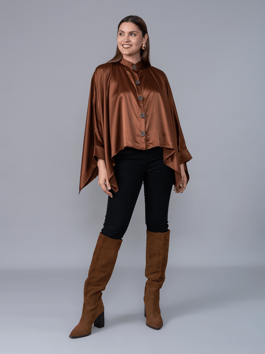 Blusa Cuadrada Café Seda - Blusa de La Matier