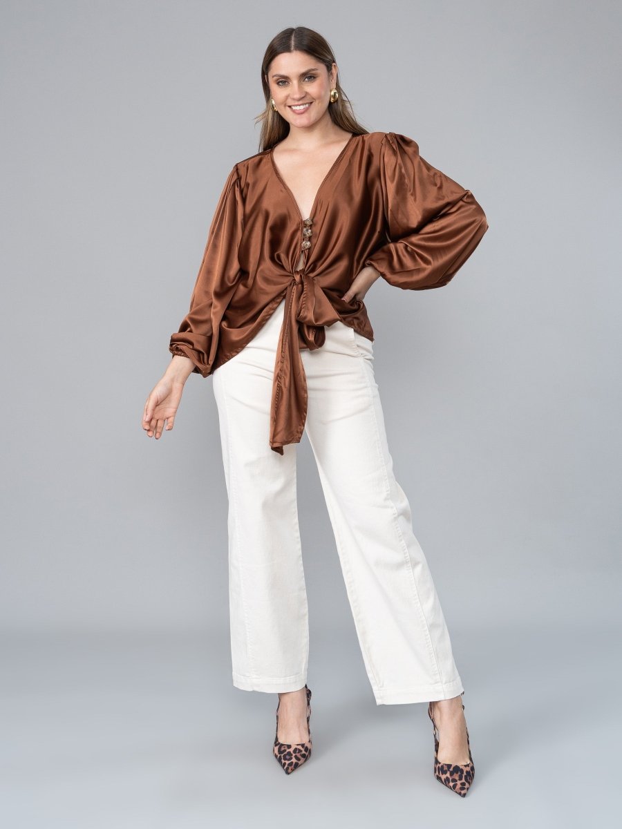 Blusa Lissy Marrón en Seda - BLUSA de La Matier