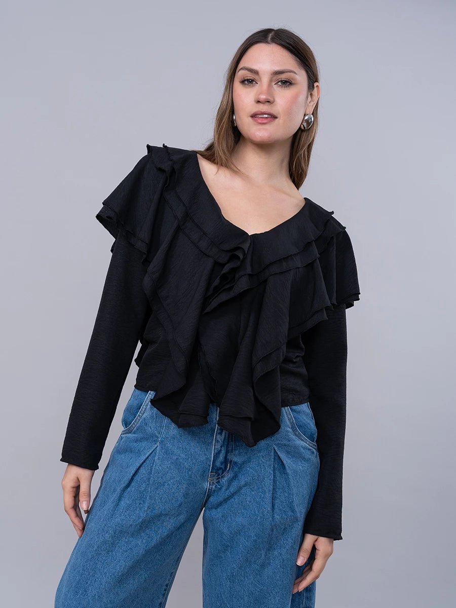 Blusa Margaret Negro - Blusa de La Matier