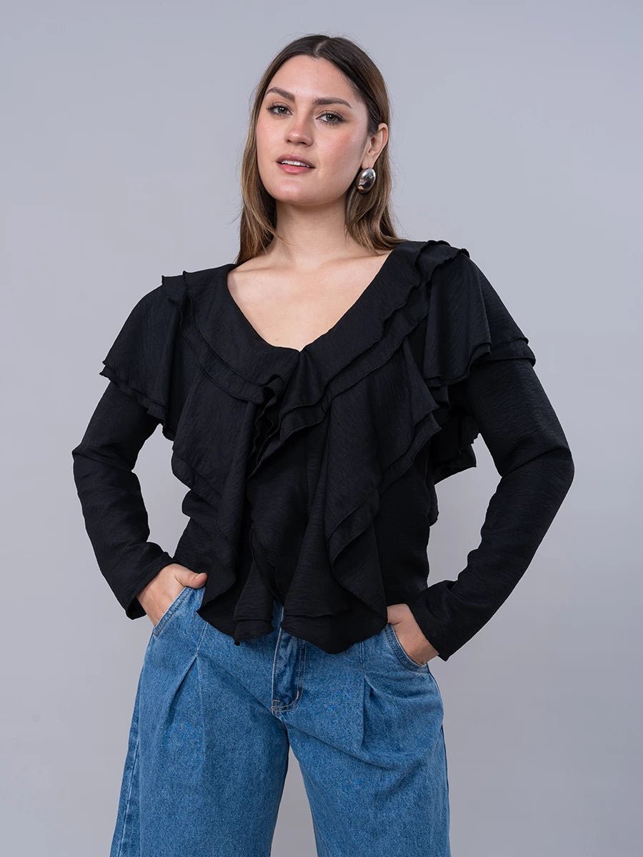 Blusa Margaret Negro - Blusa de La Matier