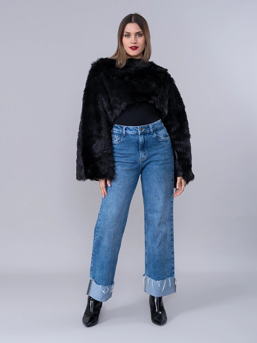 Capa Fur Alana negro - Abrigo de La Matier