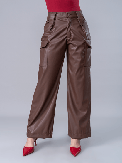 Cargo Efecto Piel Nathalia Marrón - PANTALON de La Matier
