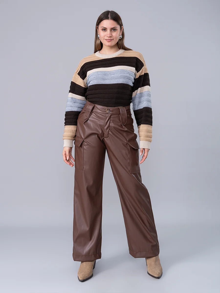 Cargo Efecto Piel Nathalia Marrón - PANTALON de La Matier