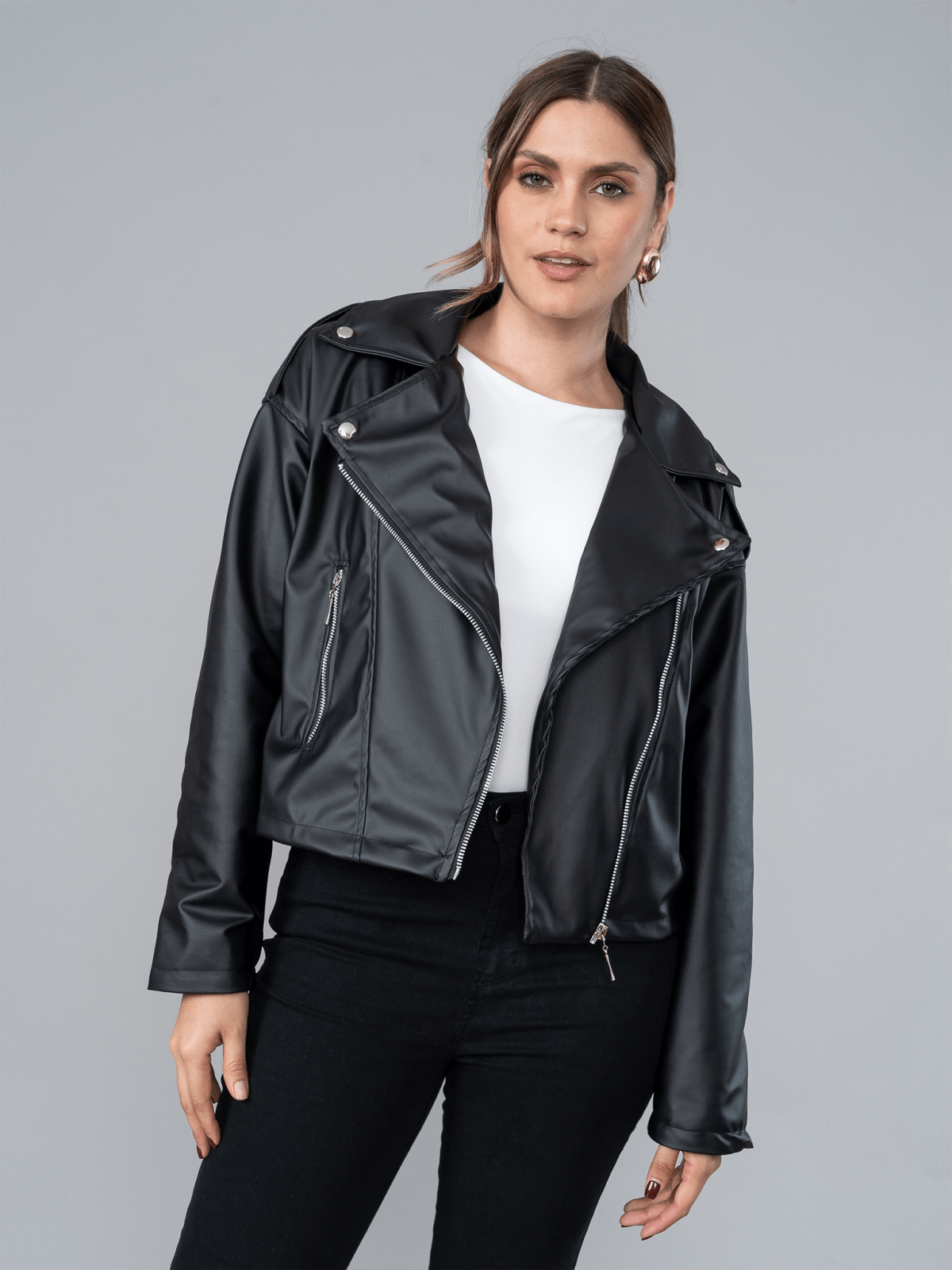 Casaca Amelie Negra en Cuerina - Casaca de La Matier