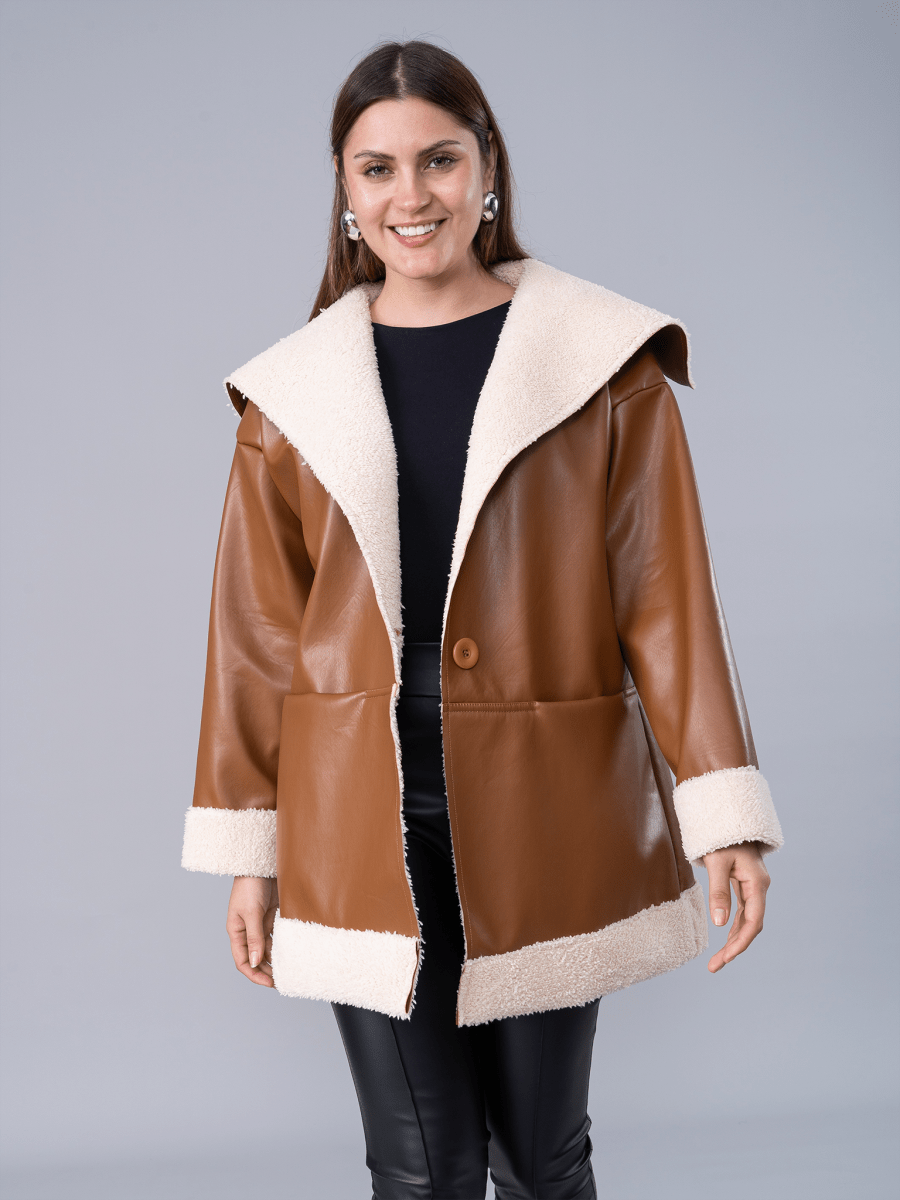 Casaca Victoria de Cuerina Camel - Casaca de La Matier