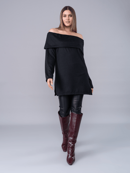 Chompa Off Shoulder Negro - Chompa de La Matier