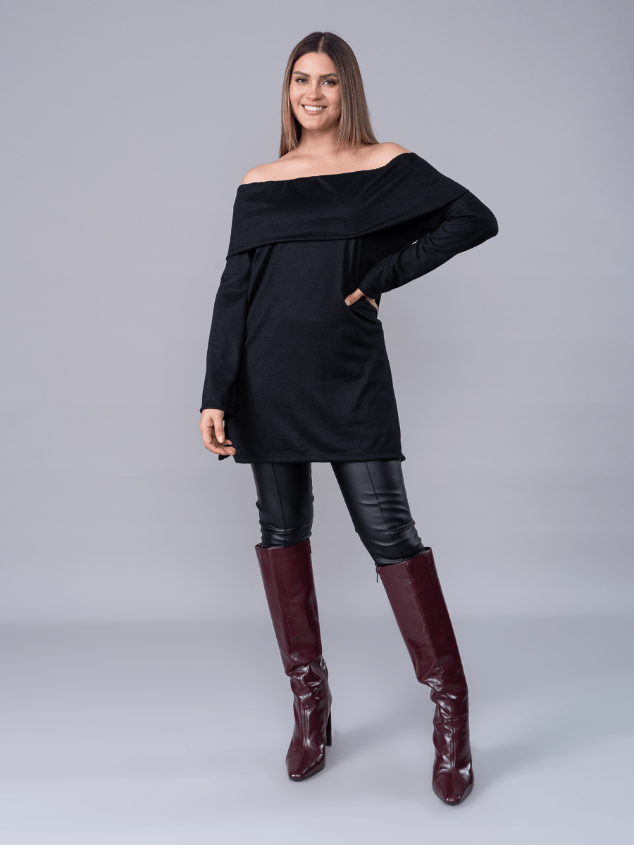 Chompa Off Shoulder Negro - Chompa de La Matier