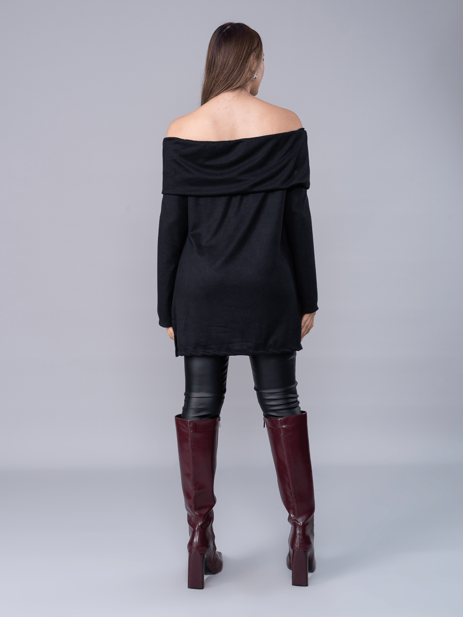 Chompa Off Shoulder Negro - Chompa de La Matier
