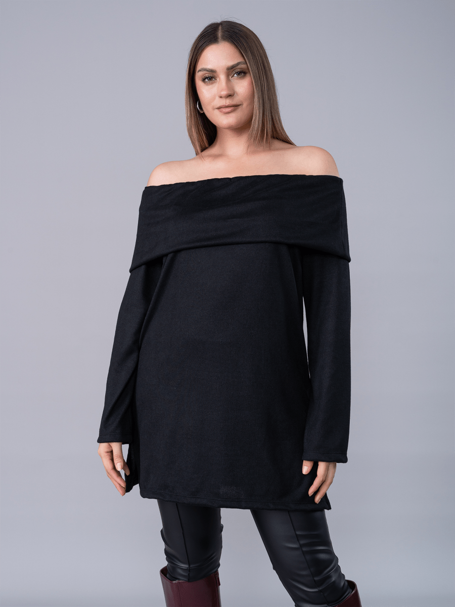 Chompa Off Shoulder Negro - Chompa de La Matier