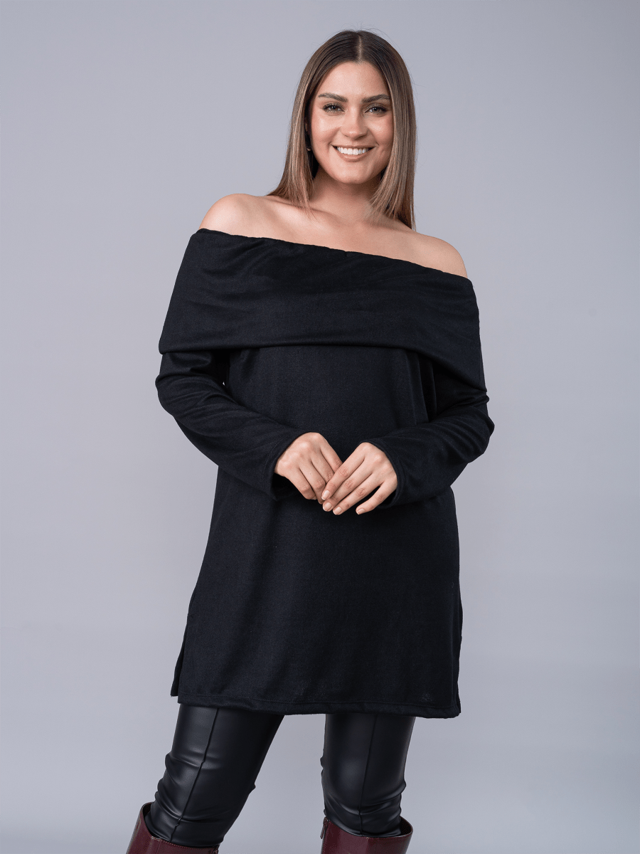 Chompa Off Shoulder Negro - Chompa de La Matier
