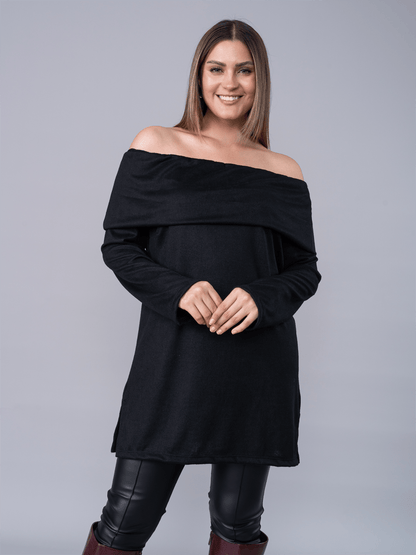 Chompa Off Shoulder Negro - Chompa de La Matier