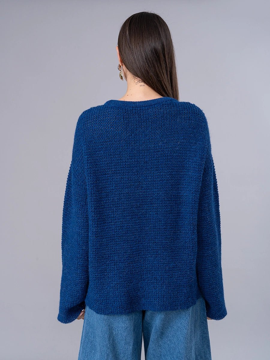 Chompa Tejida en Alpaca Azul - Chompa de La Matier