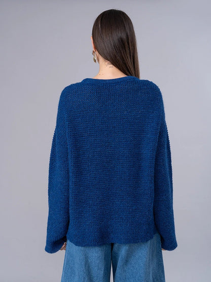 Chompa Tejida en Alpaca Azul - Chompa de La Matier