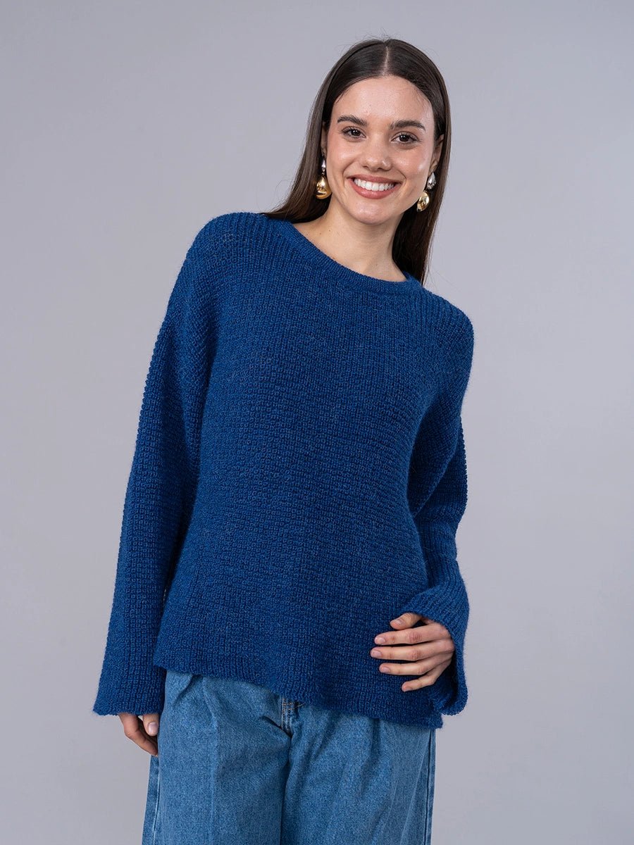 Chompa Tejida en Alpaca Azul - Chompa de La Matier