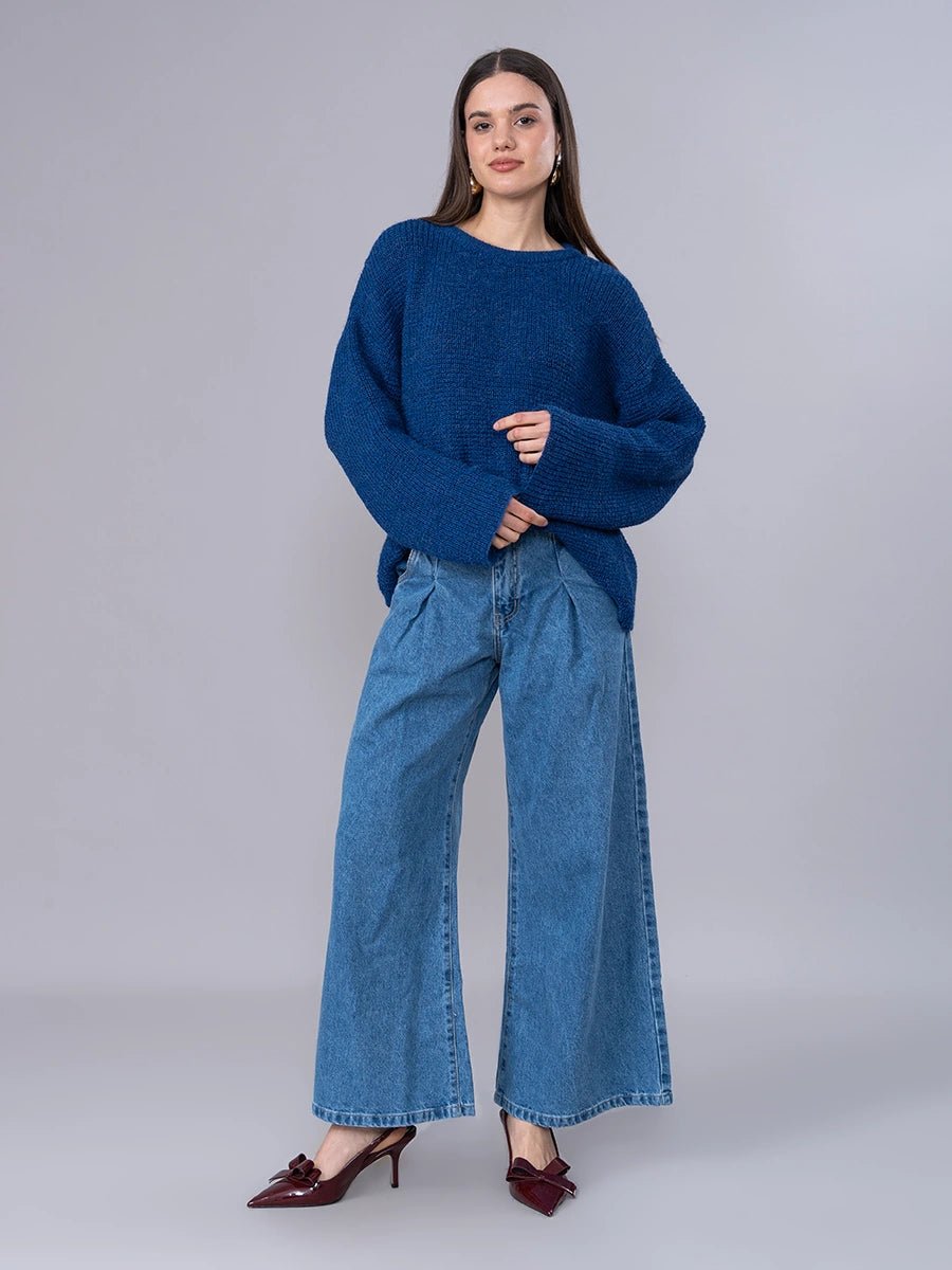 Chompa Tejida en Alpaca Azul - Chompa de La Matier