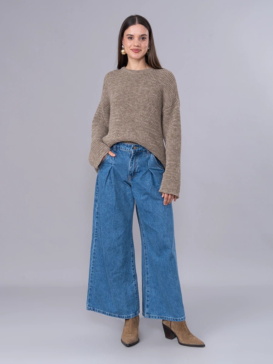 Chompa tejida en Alpaca Verde Oliva - Chompa de La Matier