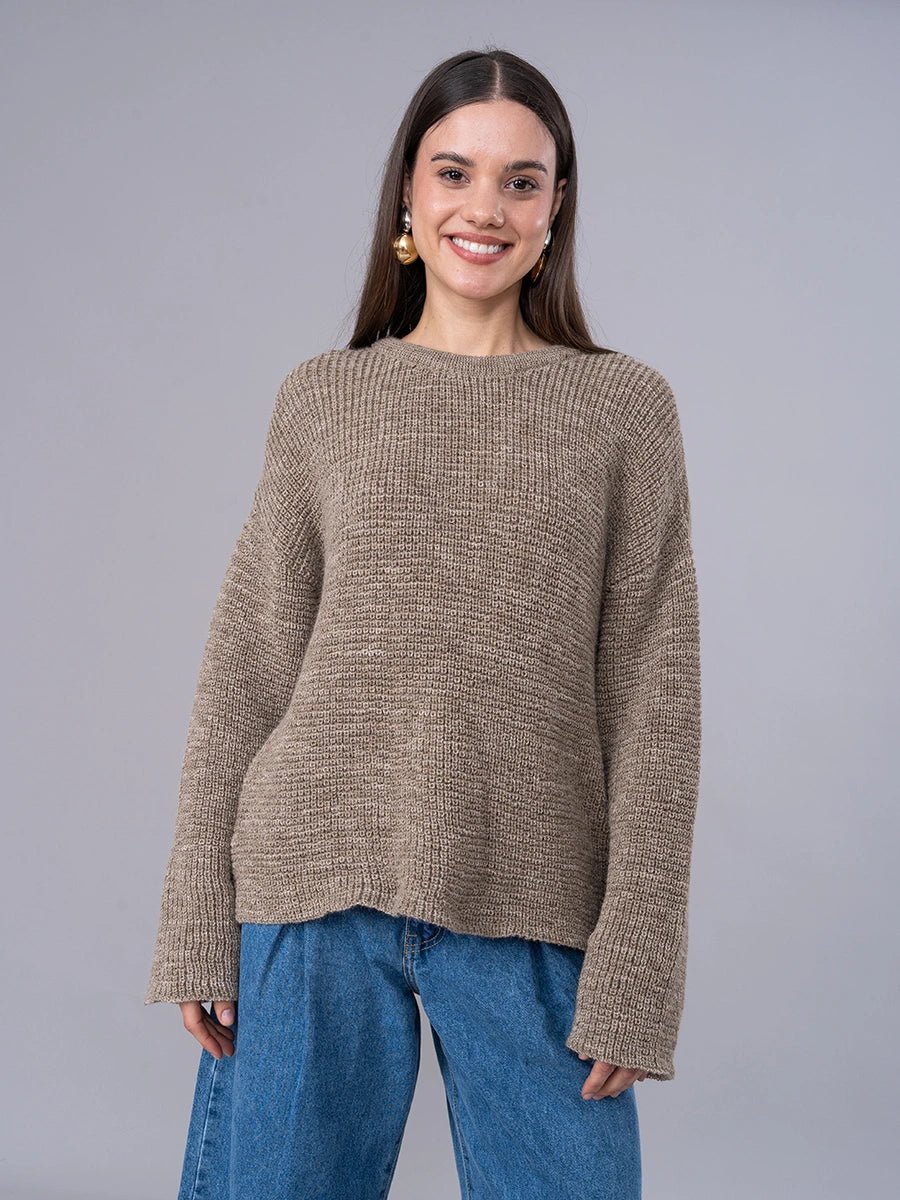 Chompa tejida en Alpaca Verde Oliva - Chompa de La Matier