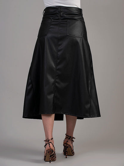 Falda Carla Efecto Piel Negra