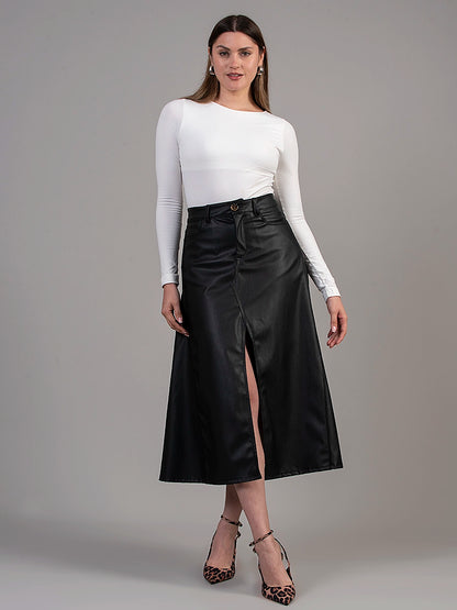 Falda Carla Efecto Piel Negra