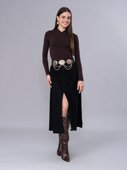 Falda Denim Carla Negro - Falda de La Matier