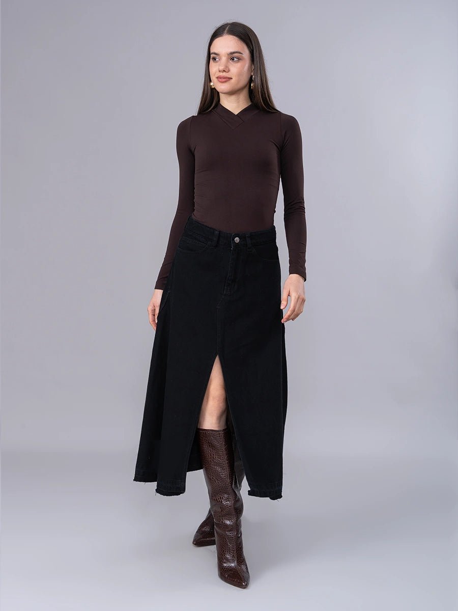Falda Denim Carla Negro - Falda de La Matier
