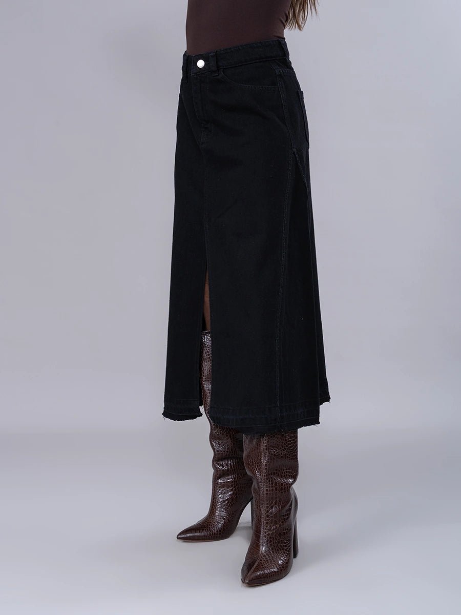 Falda Denim Carla Negro - Falda de La Matier