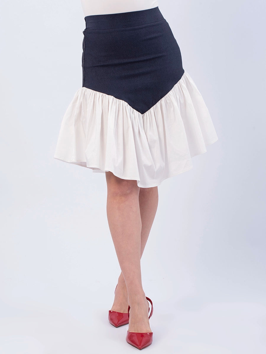 Falda Isabella Chambray  Azul Oscuro