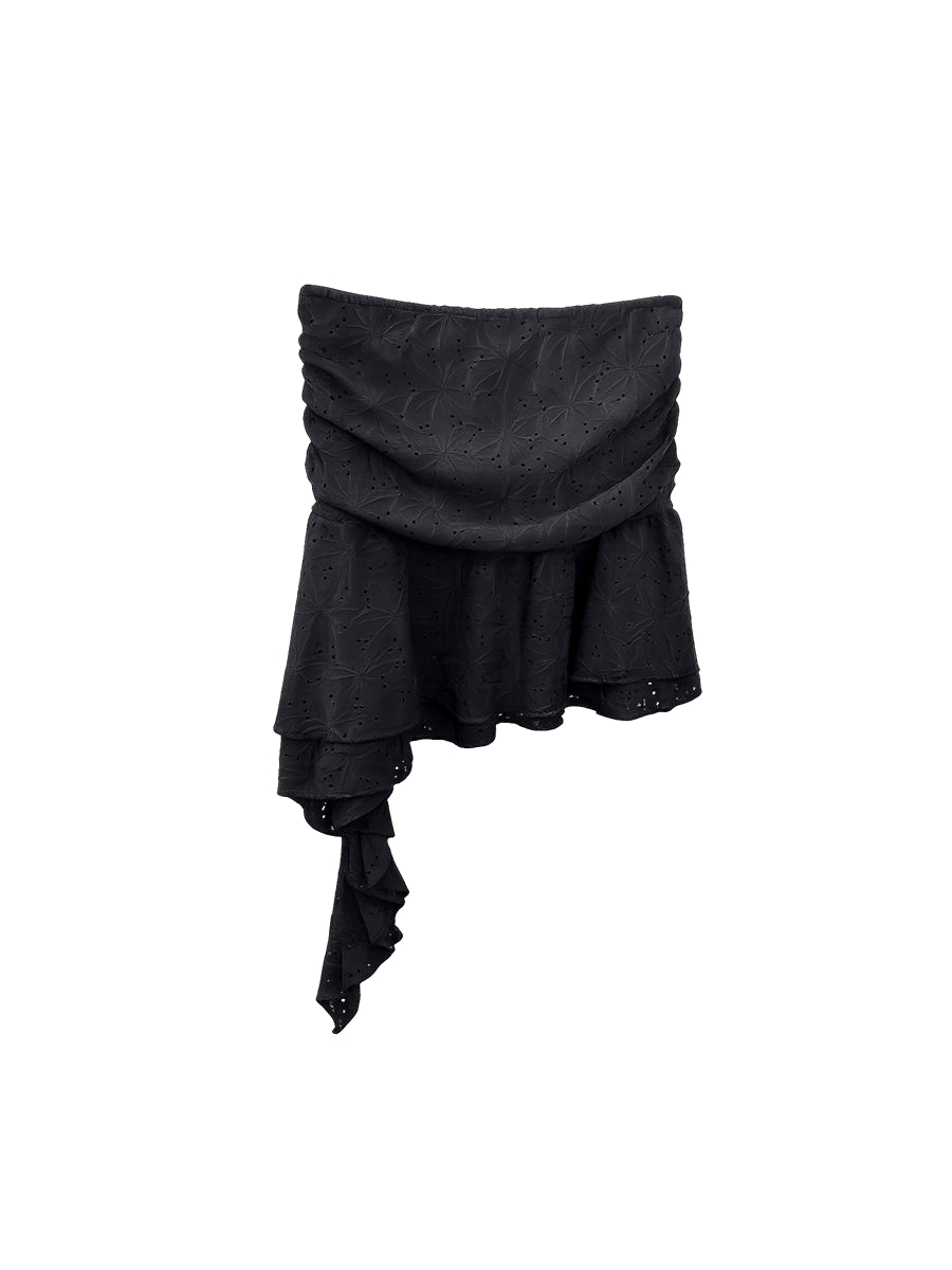 Falda Corta Broderie Negra