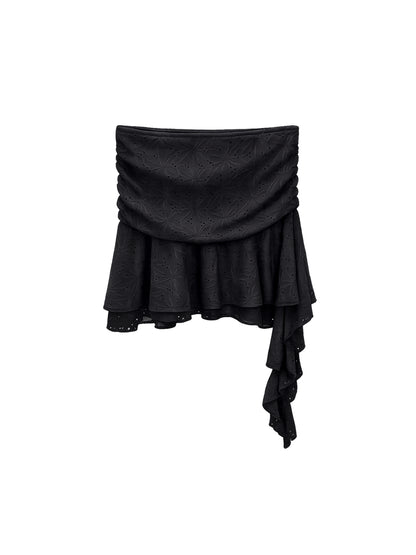 Falda Corta Broderie Negra