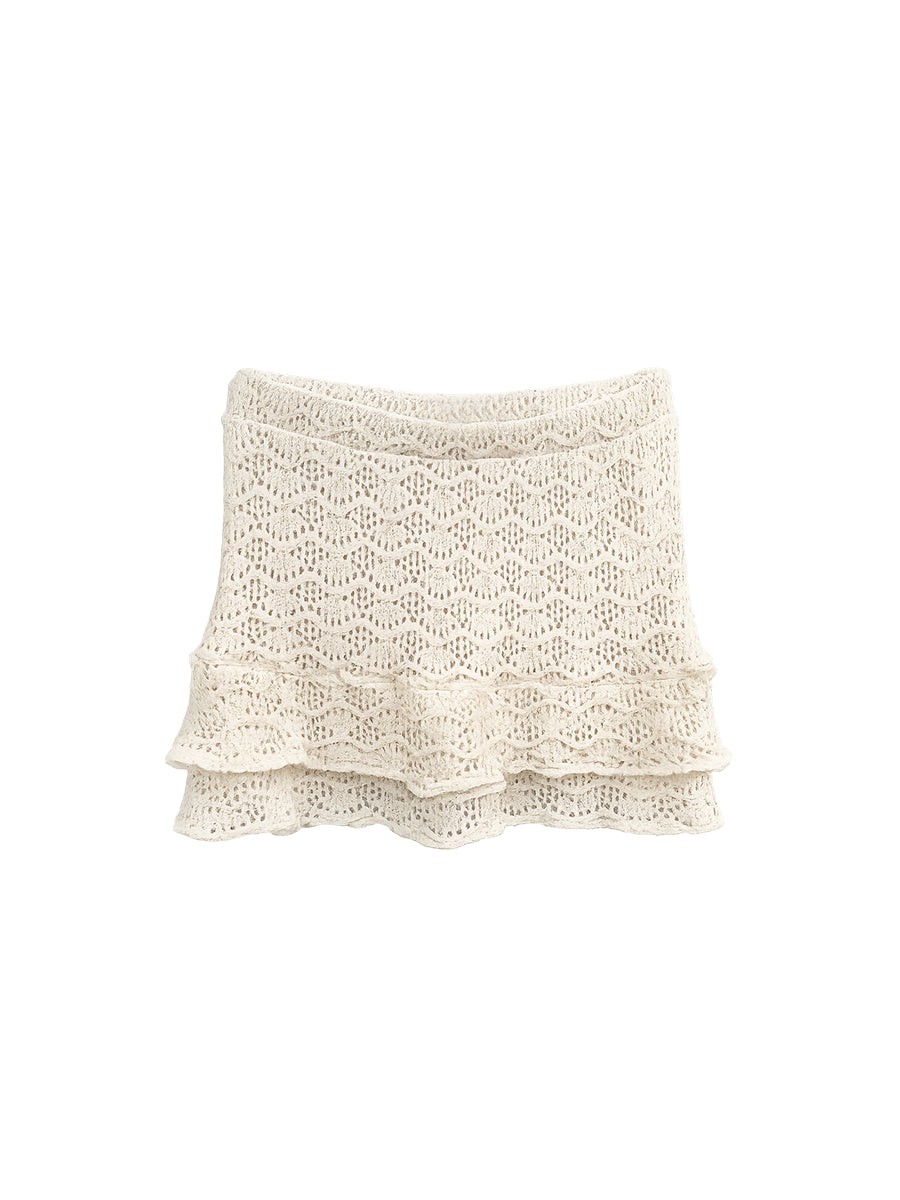 Falda corta Tejida Crema