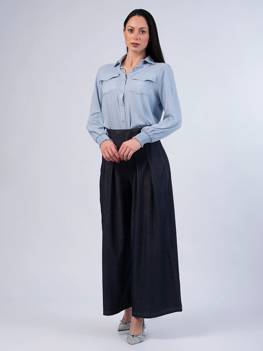 Palazzo Chambray Azul Oscuro