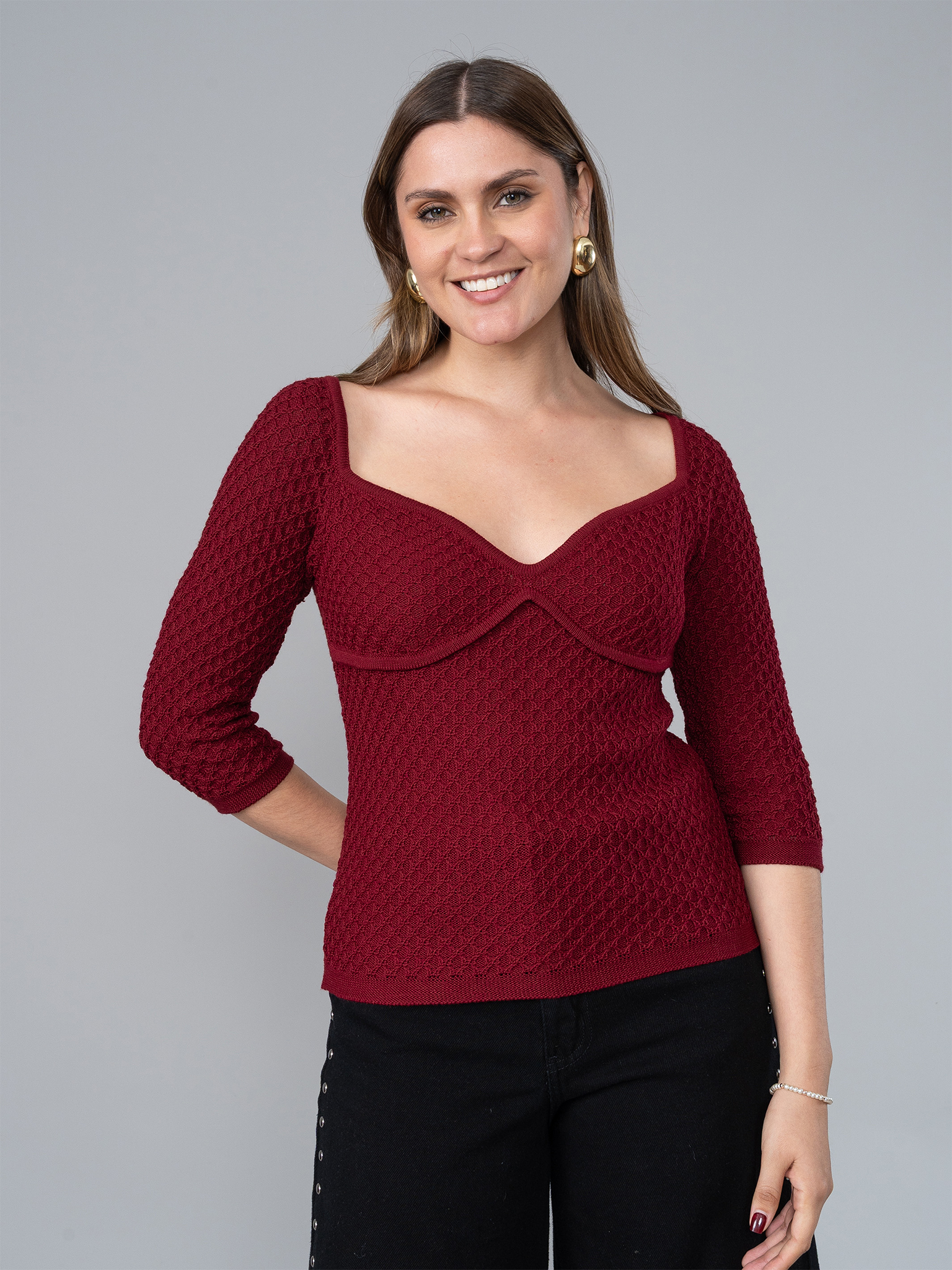 Polo Belén Tejido Guinda