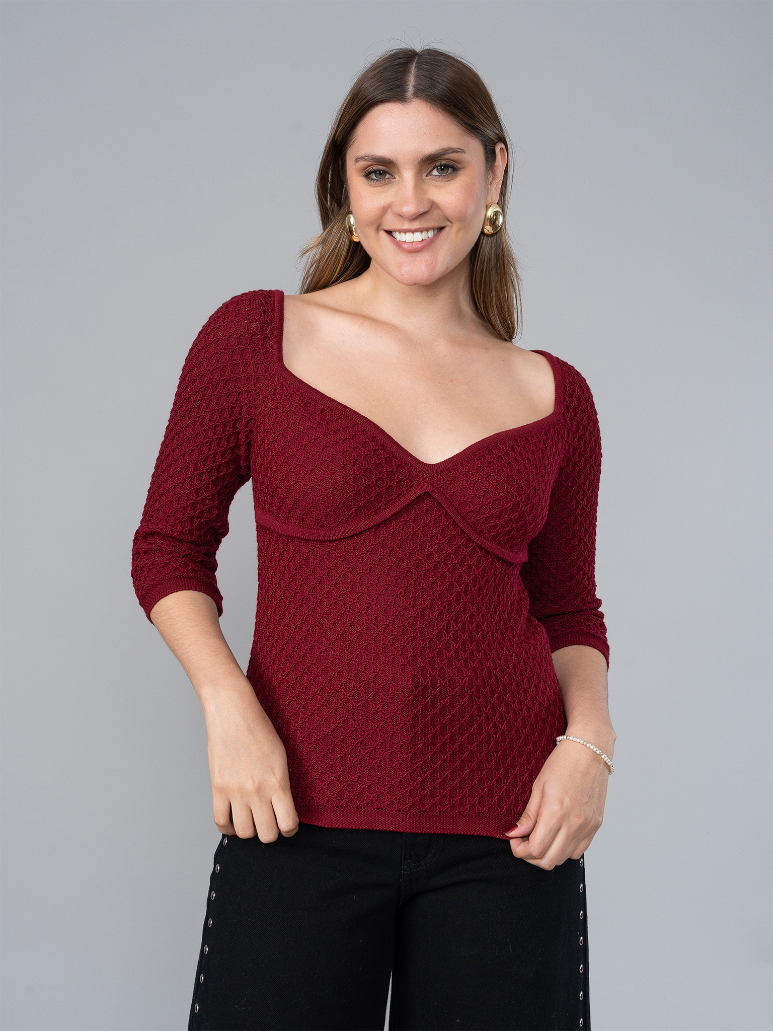 Polo Belén Tejido Guinda