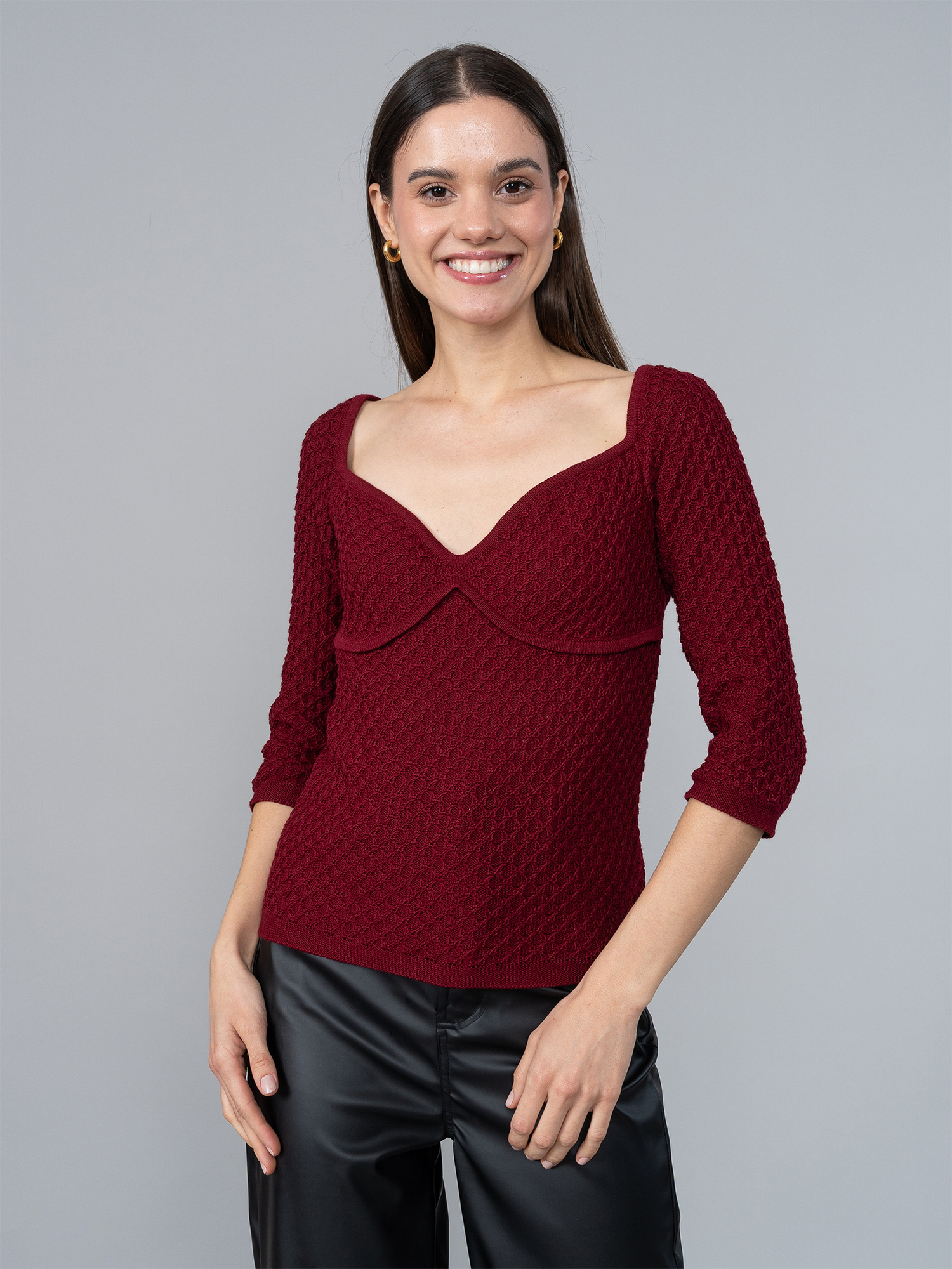 Polo Belén Tejido Guinda