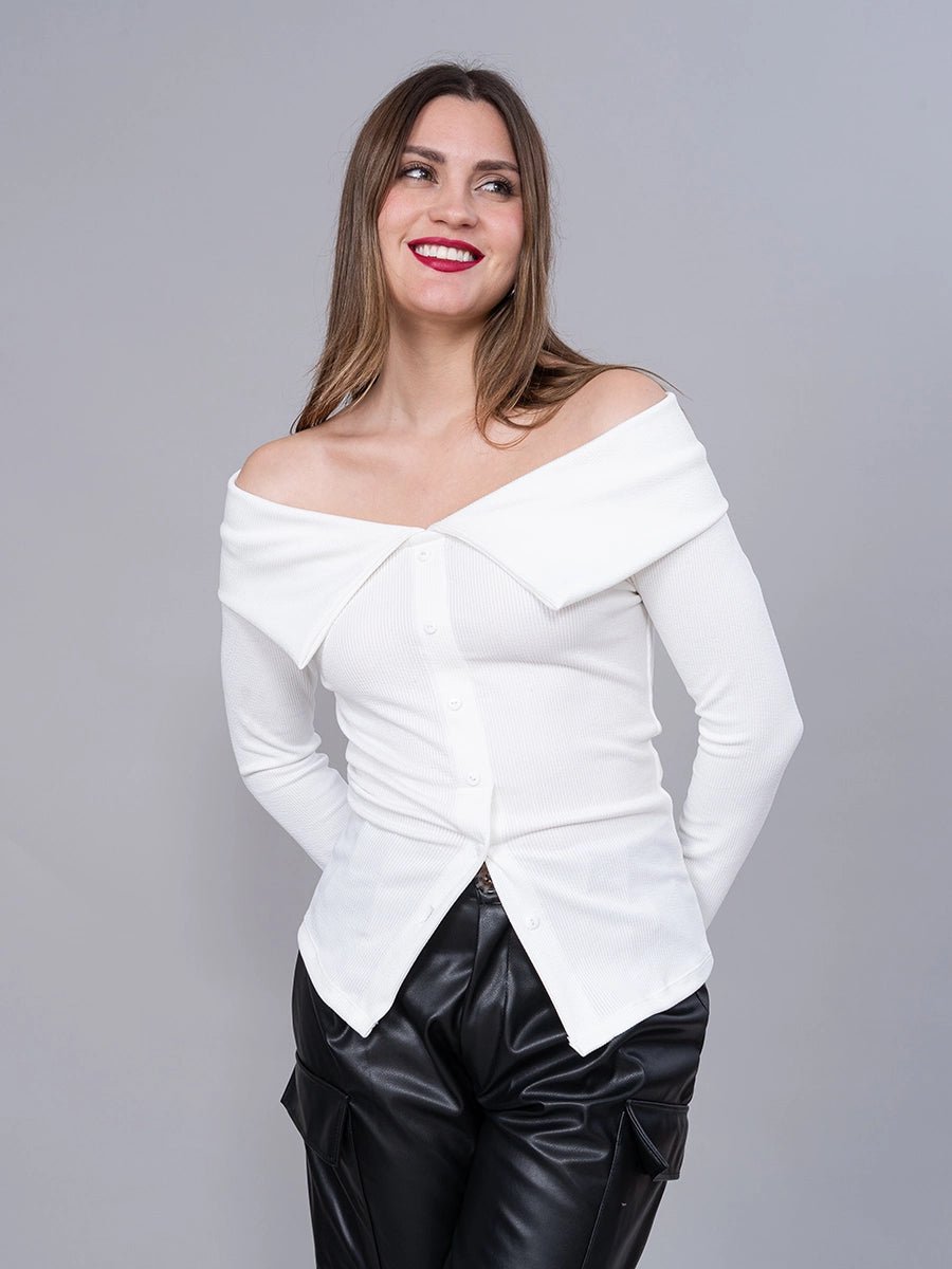 Polo Off Shoulder Blanco Manga Larga - Polo de La Matier