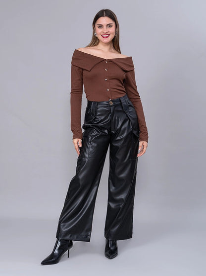 Polo Off Shoulder Chocolate Manga Larga - Polo de La Matier