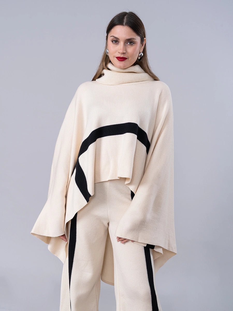 Poncho Tejido Tina Crema - Abrigo de La Matier