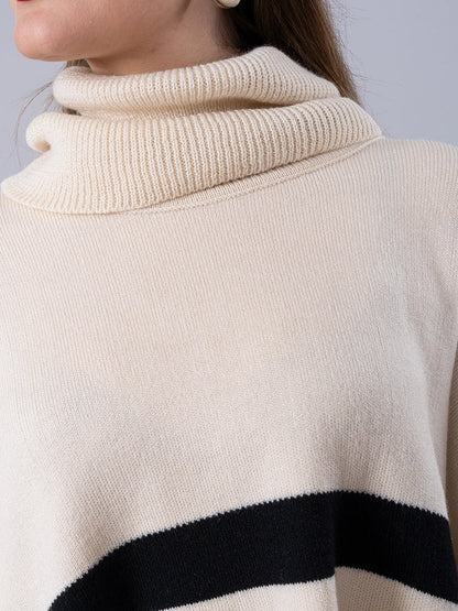 Poncho Tejido Tina Crema - Abrigo de La Matier