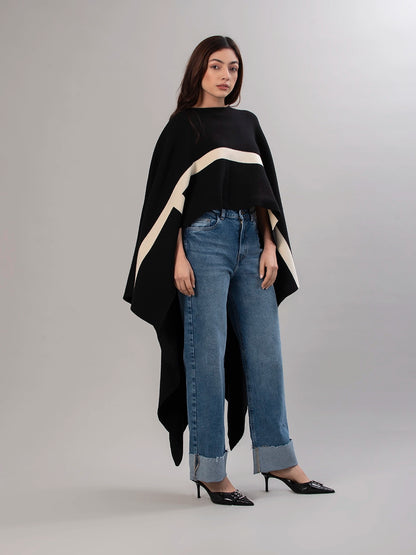 Poncho Tejido Tina Negro