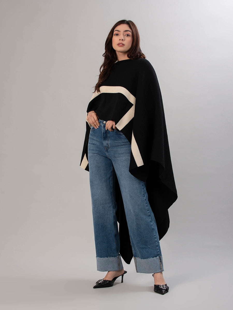 Poncho Tejido Tina Negro