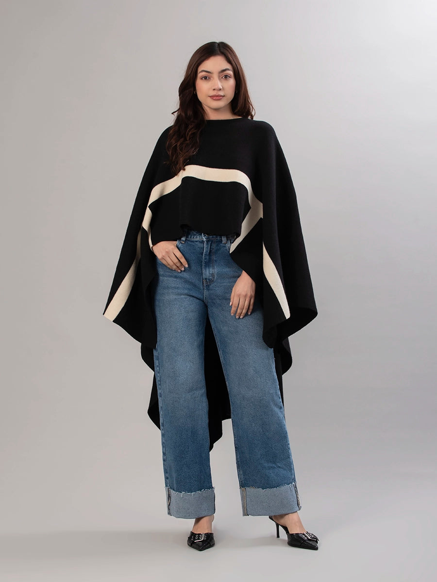 Poncho Tejido Tina Negro