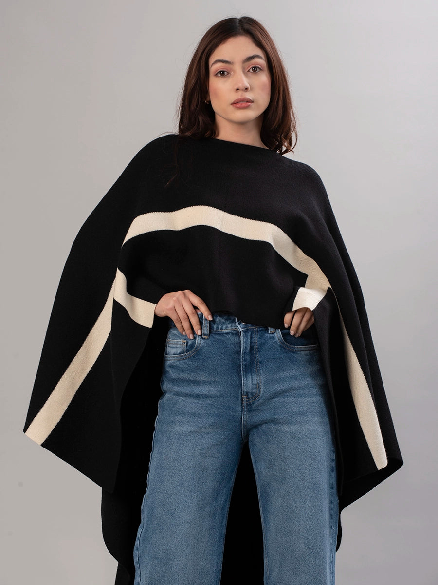 Poncho Tejido Tina Negro