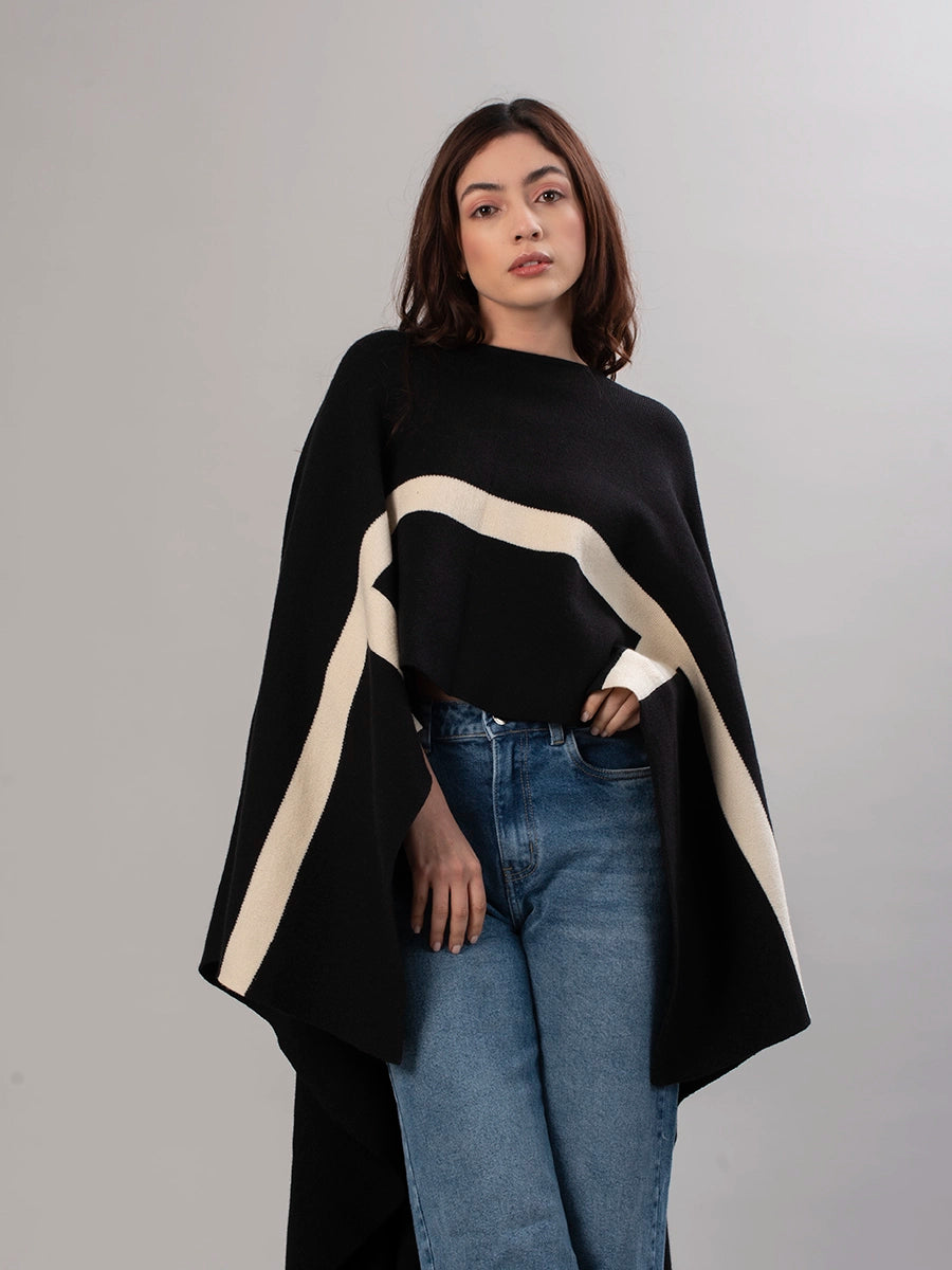 Poncho Tejido Tina Negro