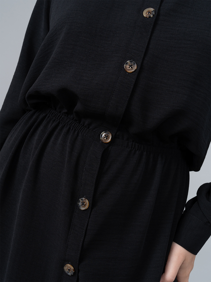 Vestido Camisero Isa Negro en Lino