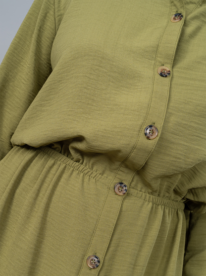 Vestido Camisero Isa Verde en Lino