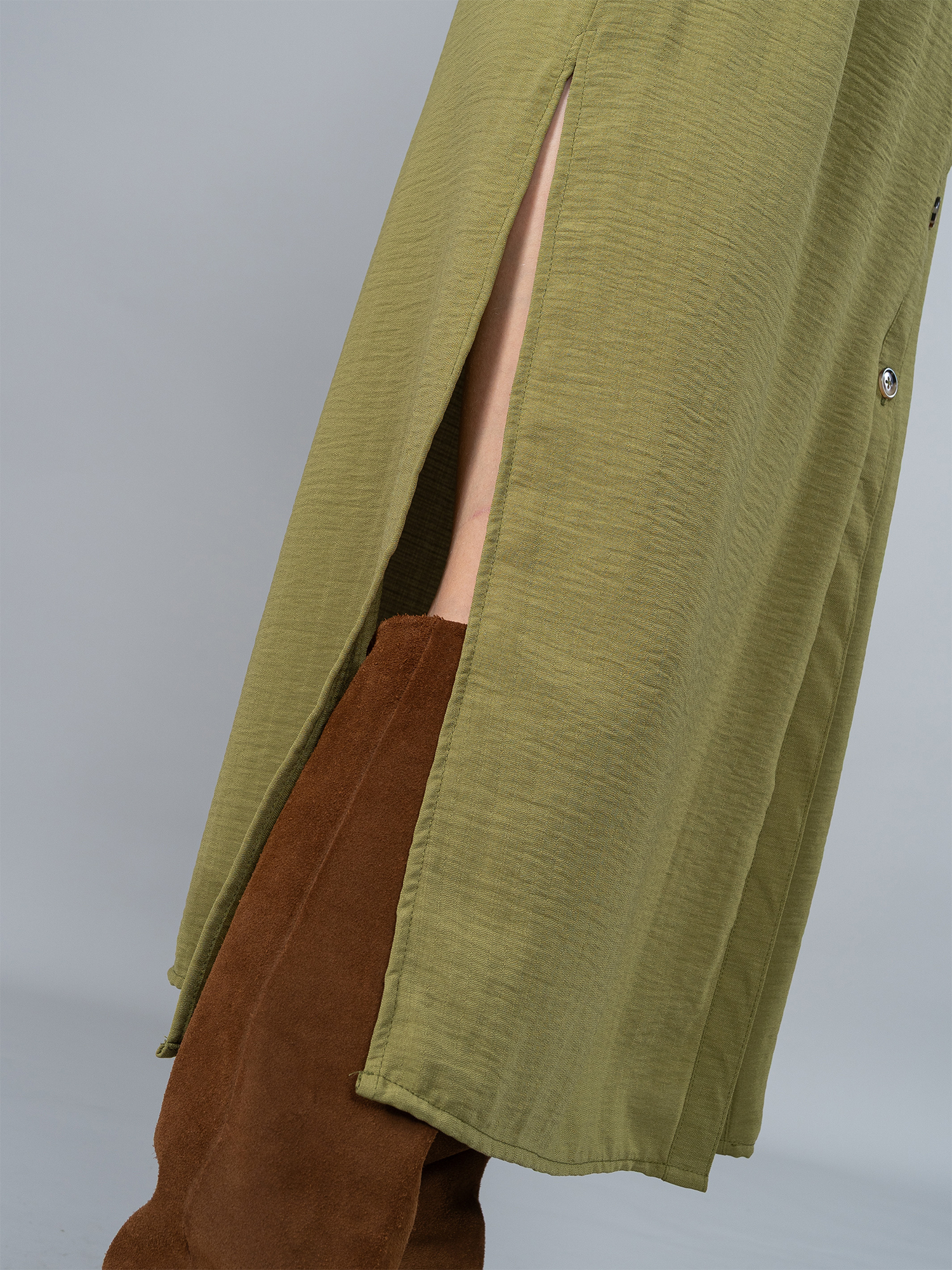 Vestido Camisero Isa Verde en Lino