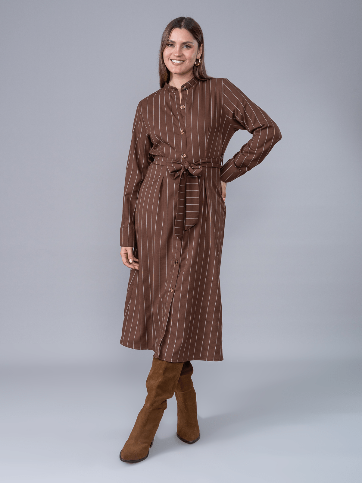 Vestido Camisero Martina Marrón - Vestido de La Matier
