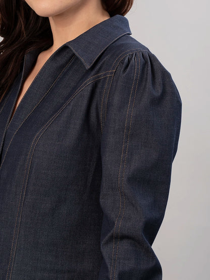 Vestido Chambray Azul Oscuro Valentina