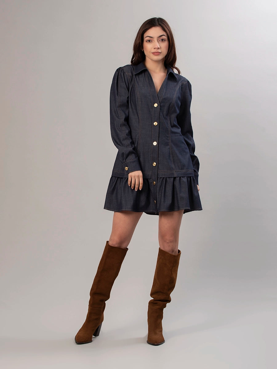 Vestido Chambray Azul Oscuro Valentina