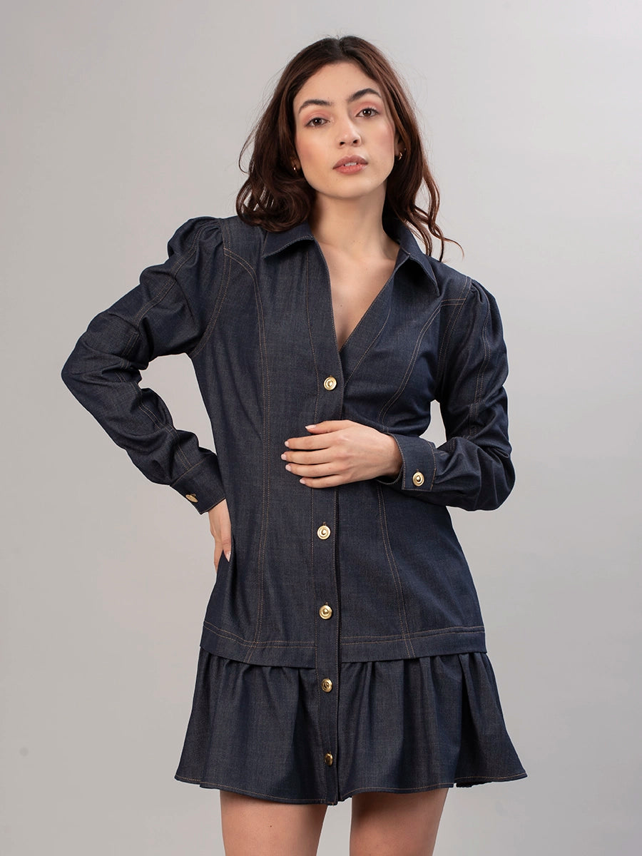 Vestido Chambray Azul Oscuro Valentina
